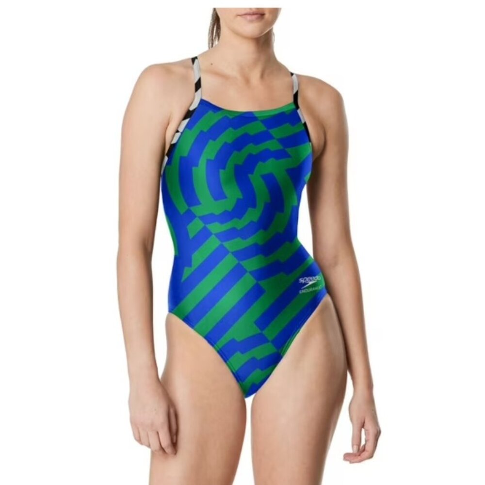 NWT Speedo Womens  Vortex Maze One Piece Swimsuit size 12